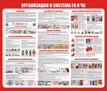 С54-3 Организация и система гражданской обороны и защиты от чрезвычайных ситуаций (1200х1000 мм, 3 мм, Прямая печать на пластик) - Стенды - Стенды по гражданской обороне и чрезвычайным ситуациям - Магазин охраны труда Протекторшоп